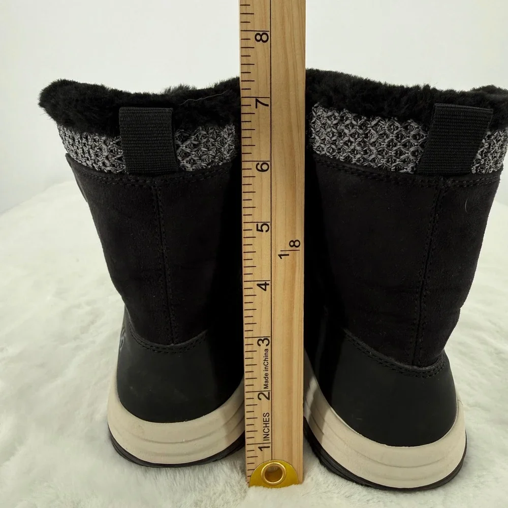 Ryka Aubonne Faux Shearling Bungee‎ Lace Boots Black Women's Size 8